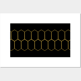 Honey comb hexagon gold Posters and Art